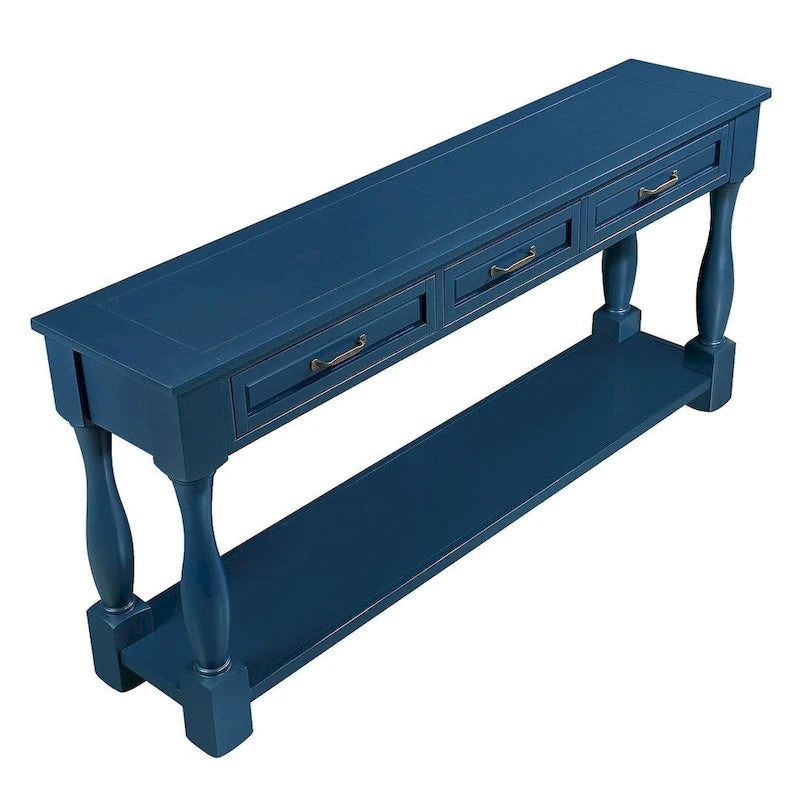 Consolle in legno massiccio da 63 pollici con 3 cassetti e 1 ripiano inferiore
