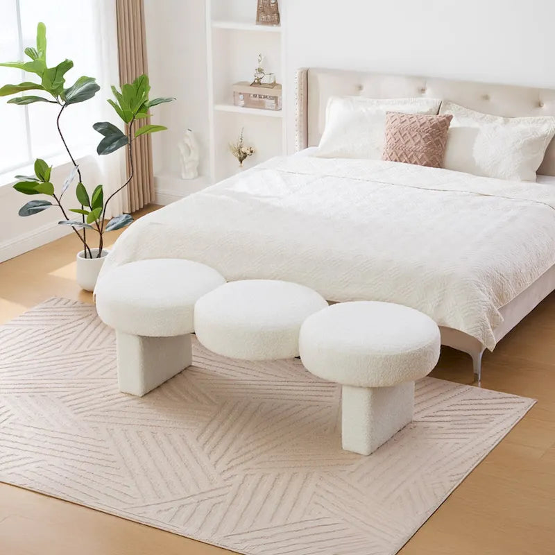 Panca da camera da letto imbottita Boucle 56,3W per ingresso o fondo letto - 56,3W x 19,7D x 17,7H