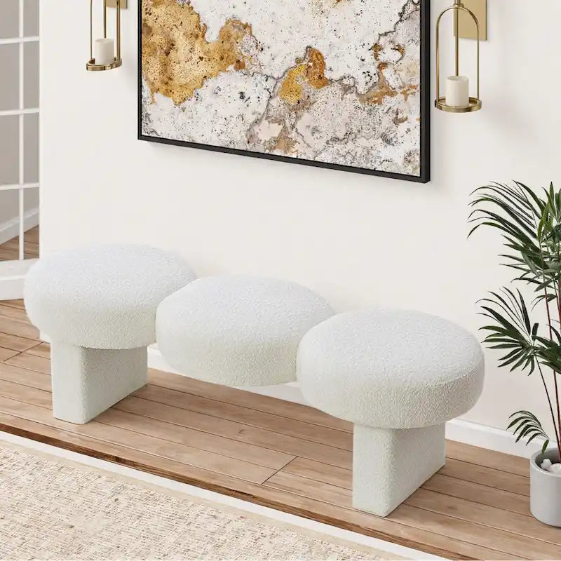 Panca da camera da letto imbottita Boucle 56,3W per ingresso o fondo letto - 56,3W x 19,7D x 17,7H