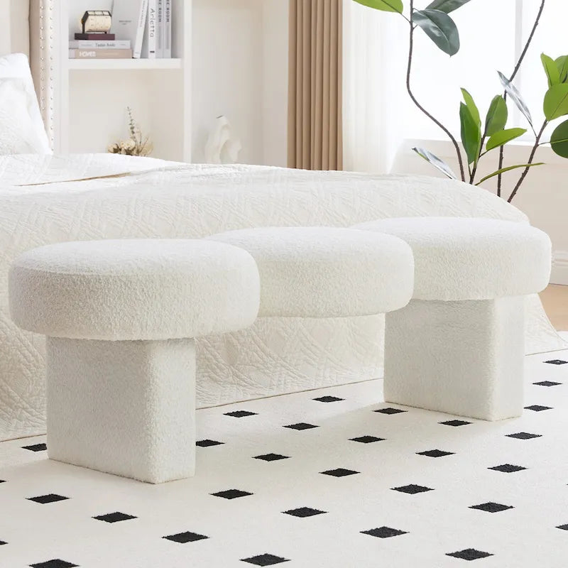 Panca da camera da letto imbottita Boucle 56,3W per ingresso o fondo letto - 56,3W x 19,7D x 17,7H