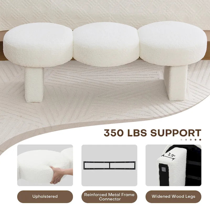 Panca da camera da letto imbottita Boucle 56,3W per ingresso o fondo letto - 56,3W x 19,7D x 17,7H