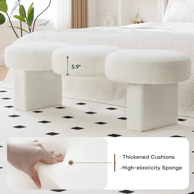 Panca da camera da letto imbottita Boucle 56,3W per ingresso o fondo letto - 56,3W x 19,7D x 17,7H