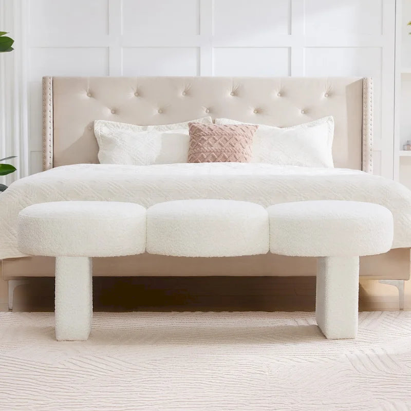 Panca da camera da letto imbottita Boucle 56,3W per ingresso o fondo letto - 56,3W x 19,7D x 17,7H
