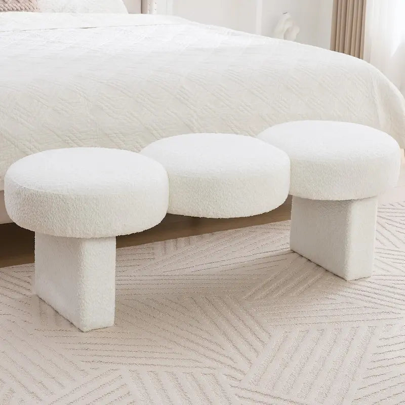 Panca da camera da letto imbottita Boucle 56,3W per ingresso o fondo letto - 56,3W x 19,7D x 17,7H