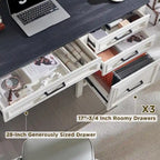 Scrivania da Ufficio Stile Modern Farmhouse, Scrivania per Computer con Cassettiera Portadocumenti