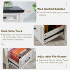 Scrivania da Ufficio Stile Modern Farmhouse, Scrivania per Computer con Cassettiera Portadocumenti