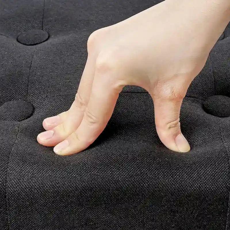 Sgabello Ottomano Piccolo, Poggiapiedi Ottomano in Lino con Gambe, Poggiapiedi Rettangolare Imbottito per Divano, Soggiorno, Sotto Scrivania