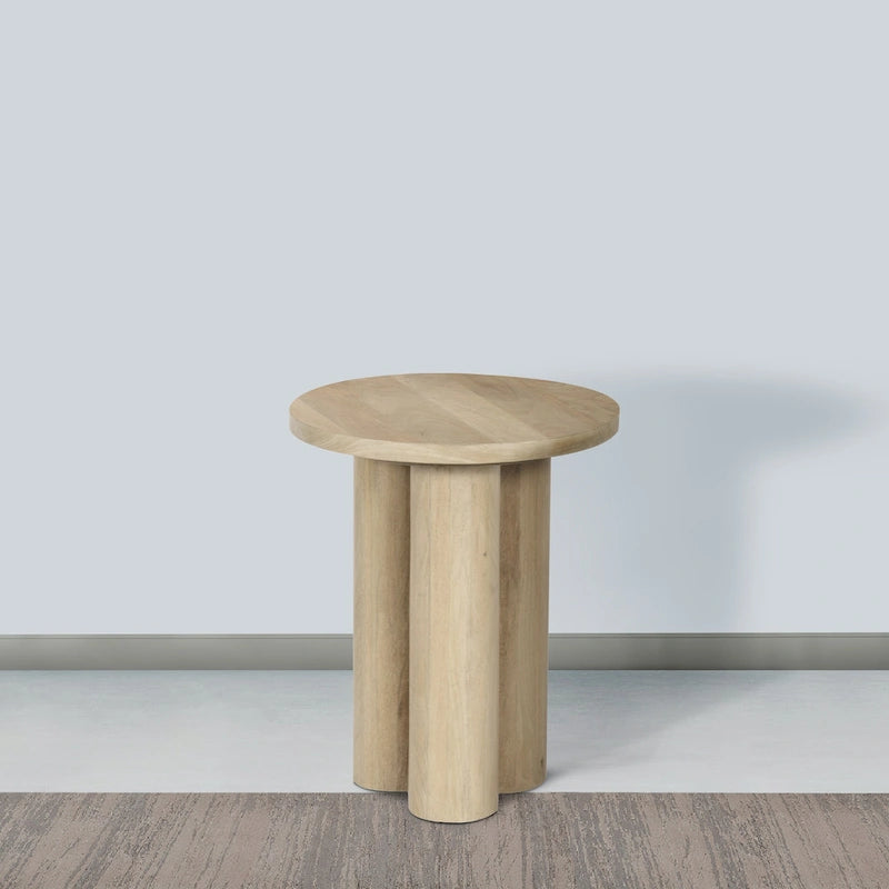 Tavolino rotondo in legno di mango con 3 gambe a pilastro - 45 cm