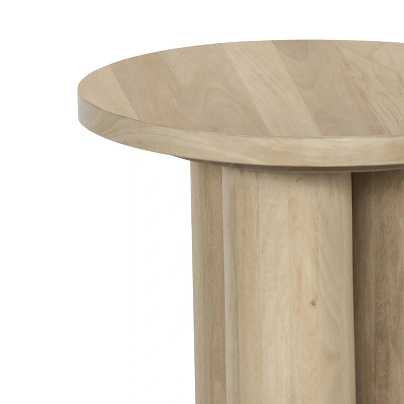Tavolino rotondo in legno di mango con 3 gambe a pilastro - 45 cm