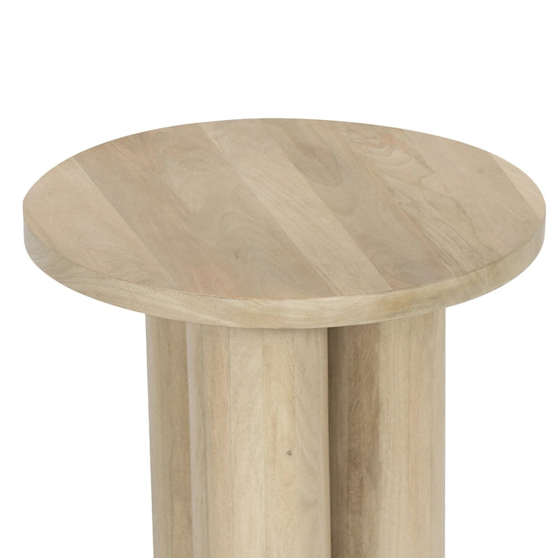 Tavolino rotondo in legno di mango con 3 gambe a pilastro - 45 cm