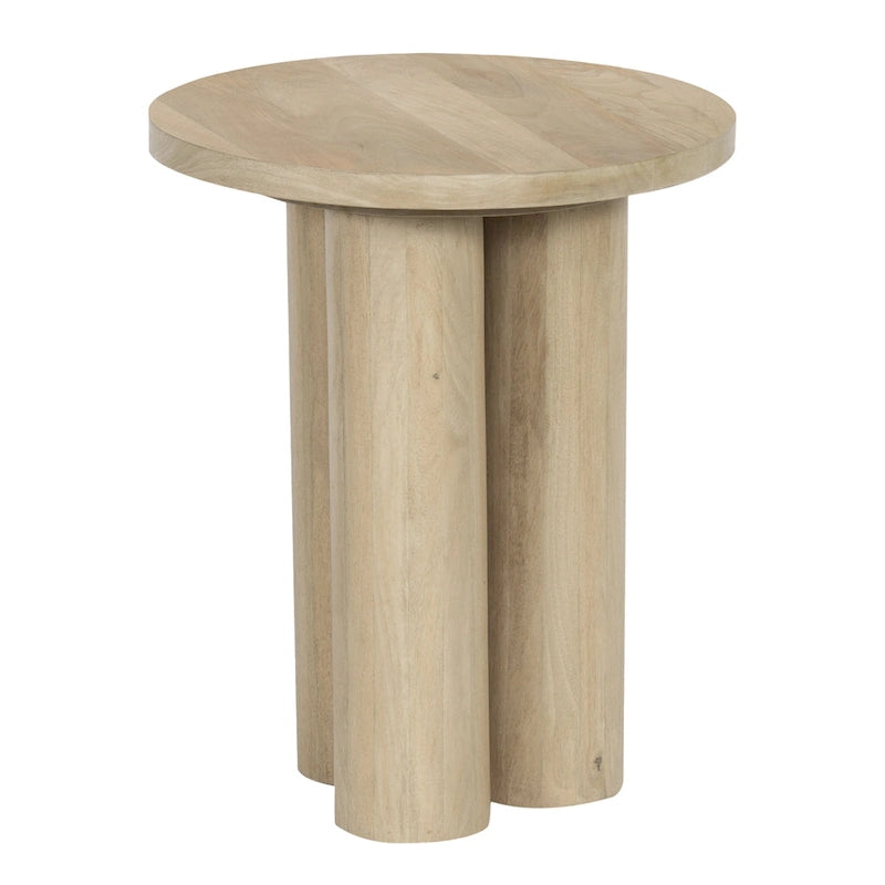 Tavolino rotondo in legno di mango con 3 gambe a pilastro - 45 cm