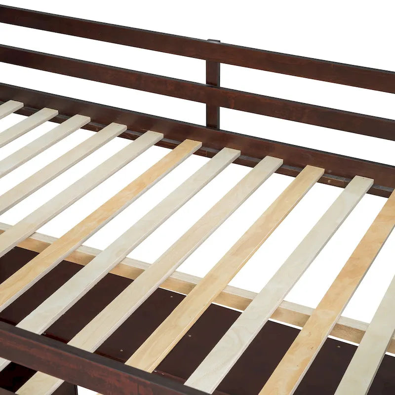 Letto a soppalco matrimoniale in pino con scrivania e contenitore
