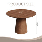 Tavolo da pranzo rotondo per 4-6 persone, con venature naturali del legno, base a piedistallo cono in legno, tavolo da pranzo rustico minimalista
