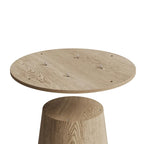 Tavolo da pranzo rotondo per 4-6 persone, con venature naturali del legno, base a piedistallo cono in legno, tavolo da pranzo rustico minimalista