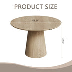 Tavolo da pranzo rotondo per 4-6 persone, con venature naturali del legno, base a piedistallo cono in legno, tavolo da pranzo rustico minimalista