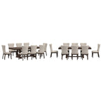 Set da Pranzo Allungabile in Legno Ciliegio Scuro e Tessuto Beige