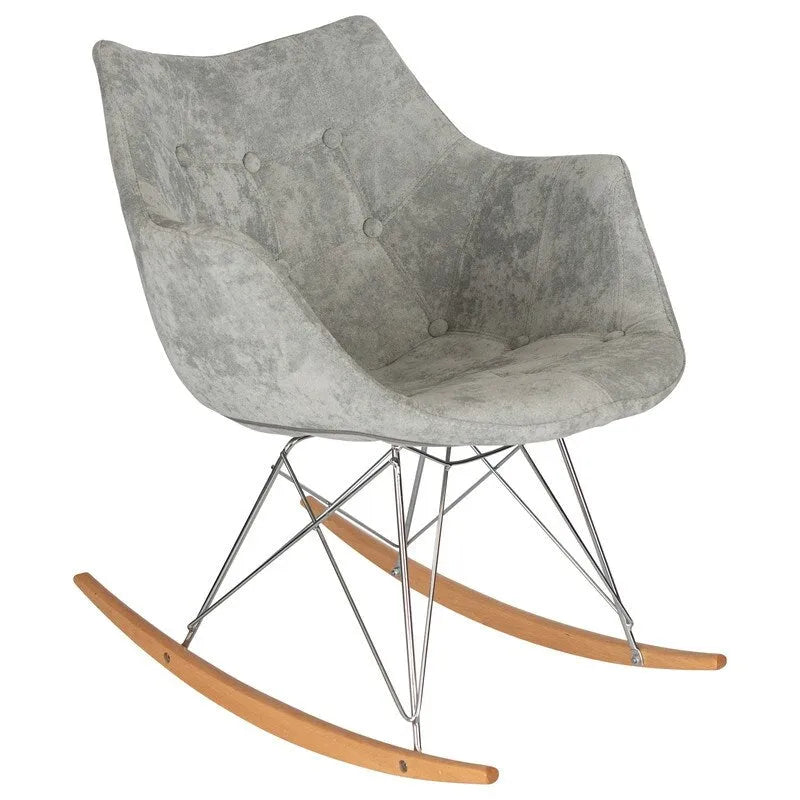 Poltrona a dondolo moderna per cameretta, rivestita in velluto - Poltrona accentata Mid-Century