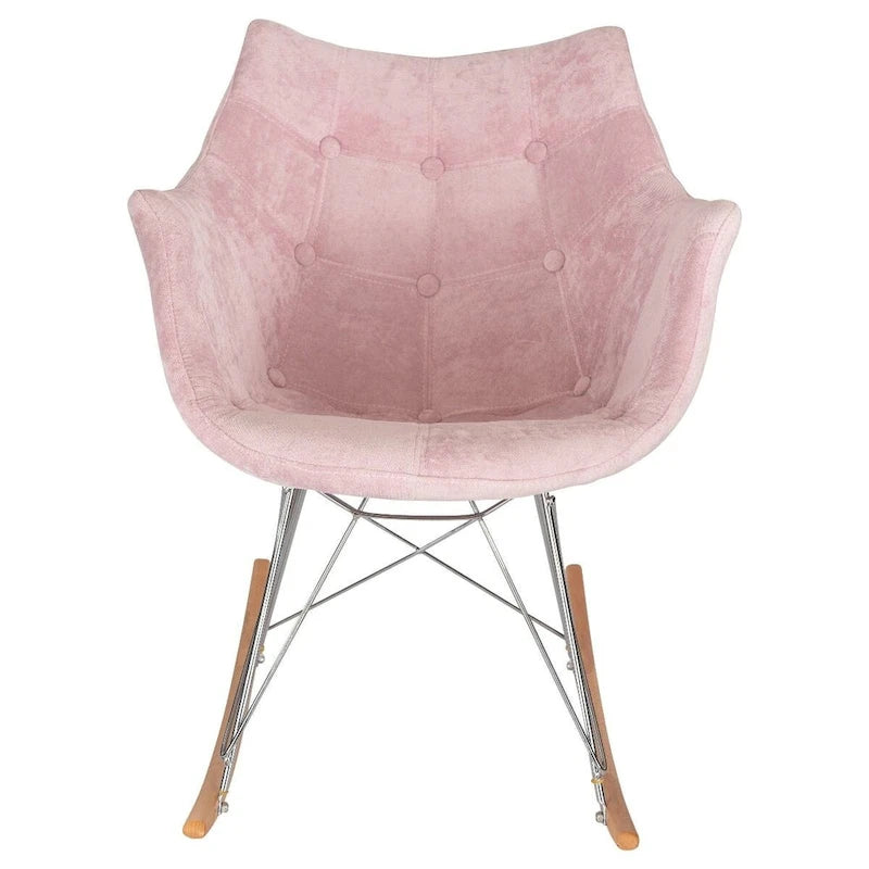 Poltrona a dondolo moderna per cameretta, rivestita in velluto - Poltrona accentata Mid-Century