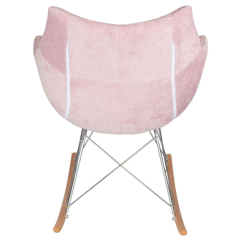Poltrona a dondolo moderna per cameretta, rivestita in velluto - Poltrona accentata Mid-Century