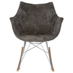 Poltrona a dondolo moderna per cameretta, rivestita in velluto - Poltrona accentata Mid-Century