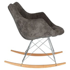 Poltrona a dondolo moderna per cameretta, rivestita in velluto - Poltrona accentata Mid-Century