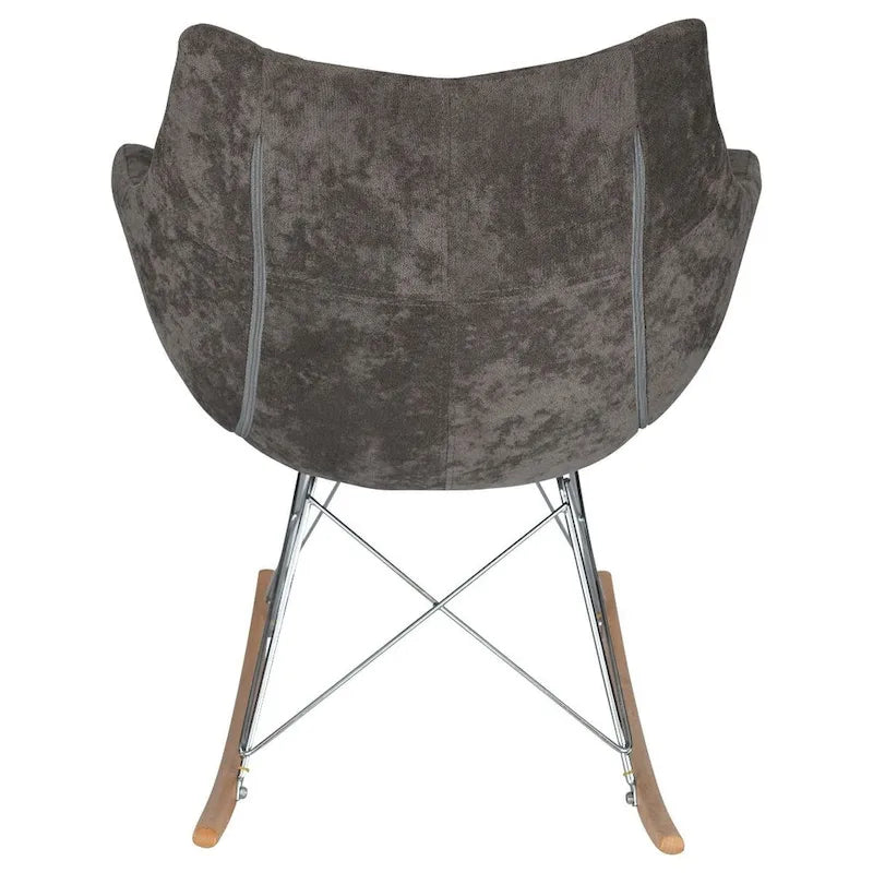 Poltrona a dondolo moderna per cameretta, rivestita in velluto - Poltrona accentata Mid-Century