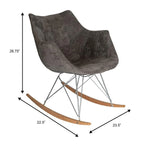 Poltrona a dondolo moderna per cameretta, rivestita in velluto - Poltrona accentata Mid-Century