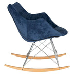 Poltrona a dondolo moderna per cameretta, rivestita in velluto - Poltrona accentata Mid-Century