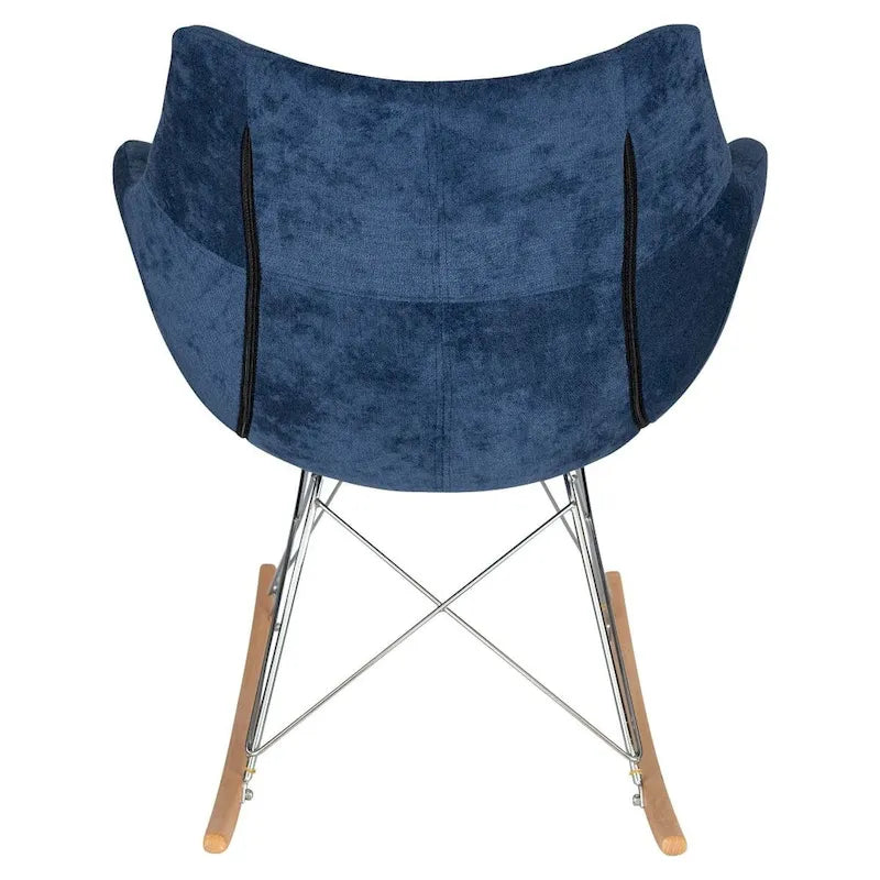 Poltrona a dondolo moderna per cameretta, rivestita in velluto - Poltrona accentata Mid-Century