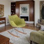 Poltrona a dondolo moderna per cameretta, rivestita in velluto - Poltrona accentata Mid-Century