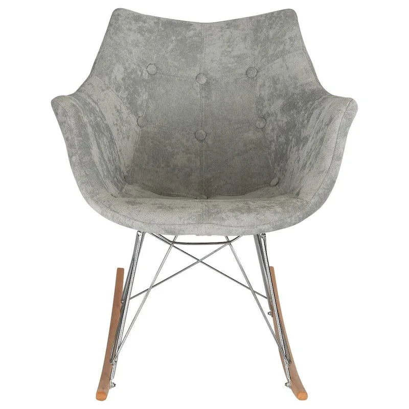 Poltrona a dondolo moderna per cameretta, rivestita in velluto - Poltrona accentata Mid-Century