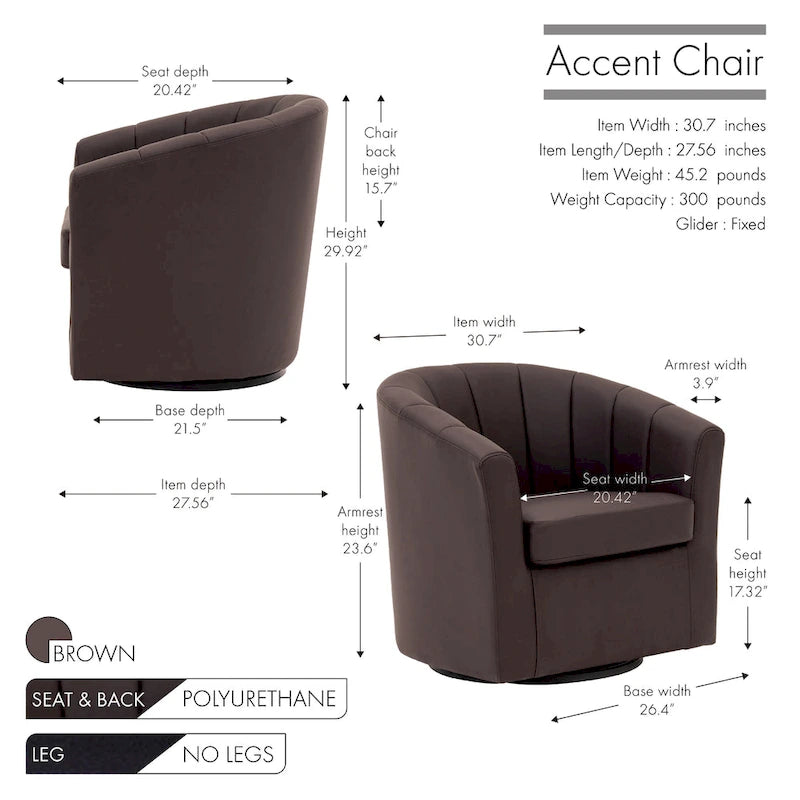 Poltroncina girevole a 360° con base in legno massello