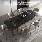 Set da pranzo allungabile da 9 pezzi da 160 cm a 240 cm con piano in pietra sinterizzata e 8 sedie