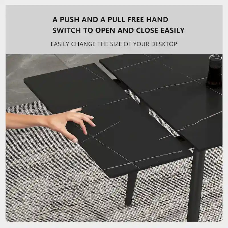 Set da pranzo allungabile da 9 pezzi da 160 cm a 240 cm con piano in pietra sinterizzata e 8 sedie
