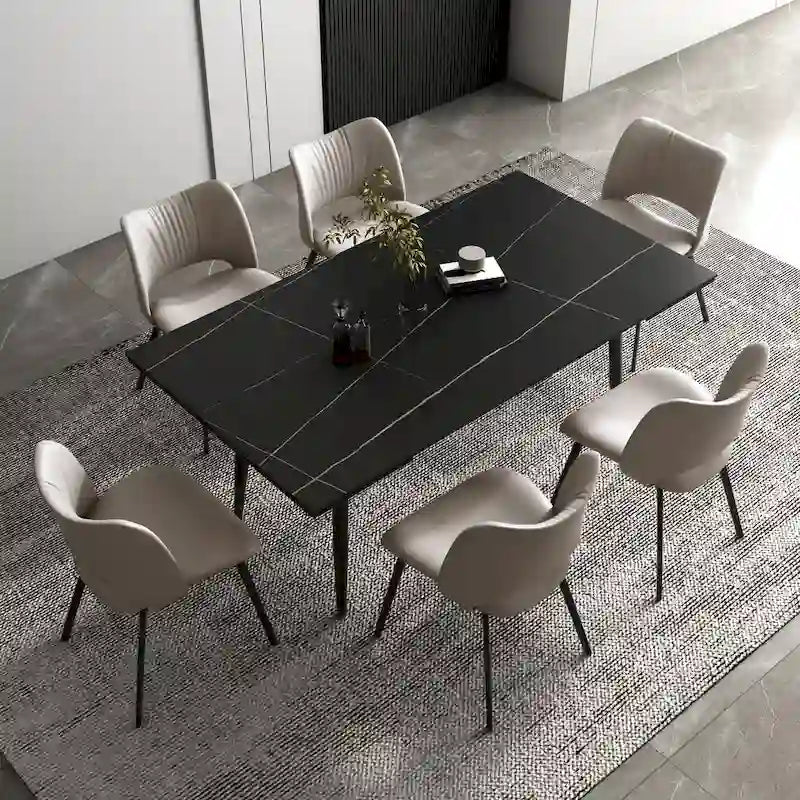Set da pranzo allungabile da 9 pezzi da 160 cm a 240 cm con piano in pietra sinterizzata e 8 sedie