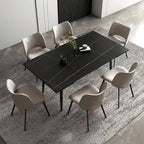 Set da pranzo allungabile da 9 pezzi da 160 cm a 240 cm con piano in pietra sinterizzata e 8 sedie