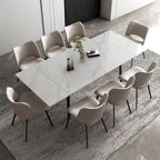 Set da pranzo allungabile da 9 pezzi da 160 cm a 240 cm con piano in pietra sinterizzata e 8 sedie