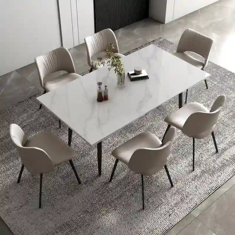 Set da pranzo allungabile da 9 pezzi da 160 cm a 240 cm con piano in pietra sinterizzata e 8 sedie