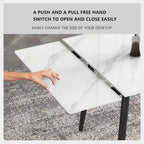 Set da pranzo allungabile da 9 pezzi da 160 cm a 240 cm con piano in pietra sinterizzata e 8 sedie