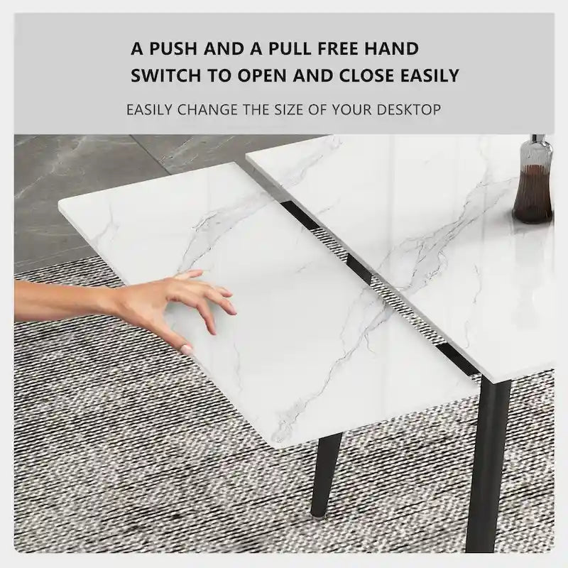 Set da pranzo allungabile da 9 pezzi da 160 cm a 240 cm con piano in pietra sinterizzata e 8 sedie