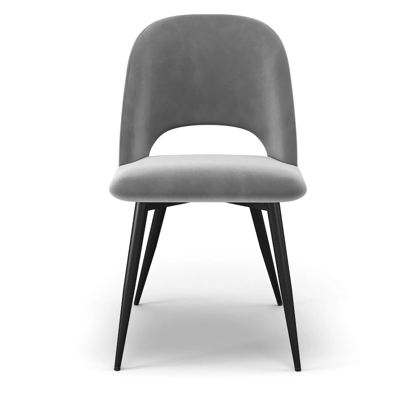 Sedie da pranzo laterali in velluto con gambe nere Set di 2