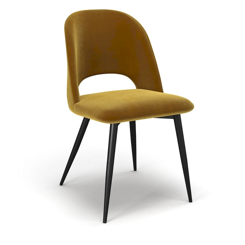 Sedie da pranzo laterali in velluto con gambe nere Set di 2