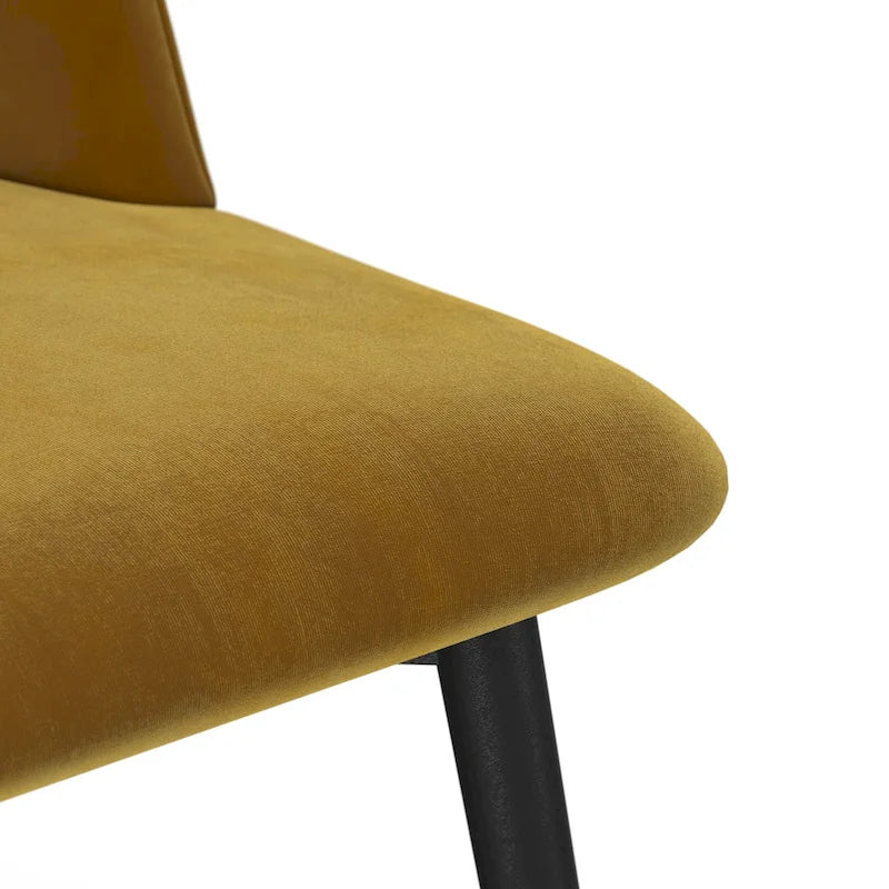 Sedie da pranzo laterali in velluto con gambe nere Set di 2