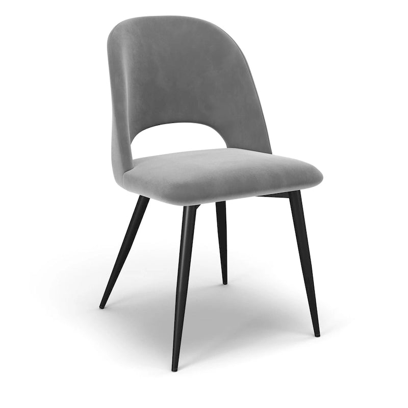 Sedie da pranzo laterali in velluto con gambe nere Set di 2