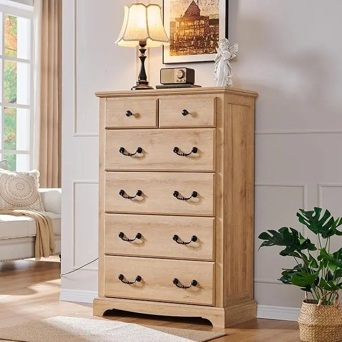 Cassettiere in legno rustiche vintage a 6 cassetti, organizer per cassettiere