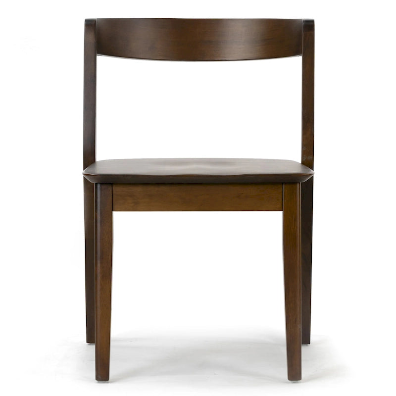 Set di 2 sedie da pranzo in legno massello marrone scuro con schienale curvo