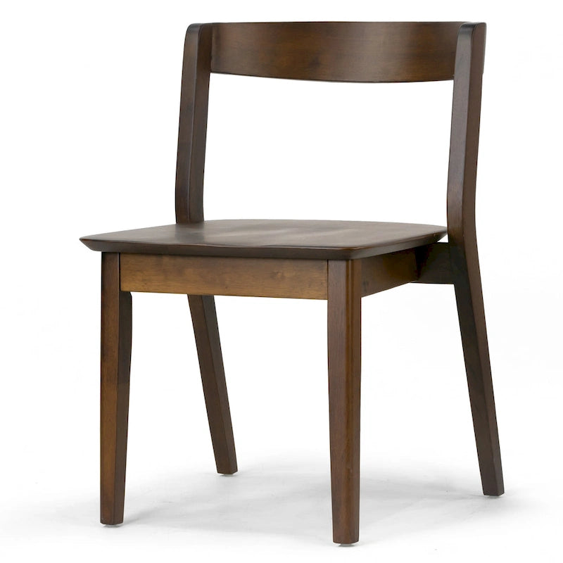 Set di 2 sedie da pranzo in legno massello marrone scuro con schienale curvo