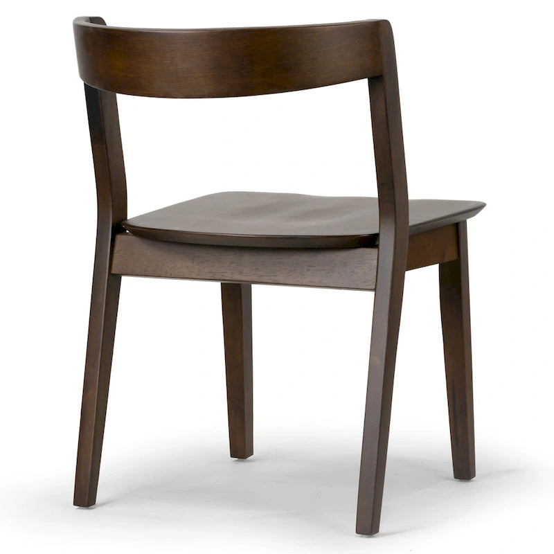 Set di 2 sedie da pranzo in legno massello marrone scuro con schienale curvo