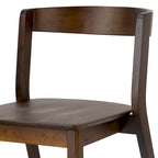 Set di 2 sedie da pranzo in legno massello marrone scuro con schienale curvo