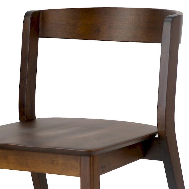 Set di 2 sedie da pranzo in legno massello marrone scuro con schienale curvo